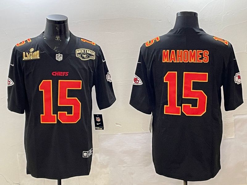 Men Kansas City Chiefs 15 Mahomes Black 2025 Nike Vapor Limited NFL Jersey style 2095